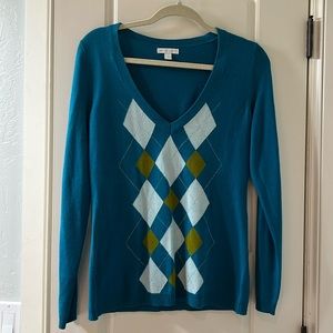 NY&Co Blue Argyle sweater.